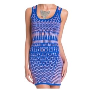 2b bebeBlue/Peach Becca Jacquard Print Sweater S Night Out Dress